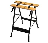 DURHAND Établi Pliant avec 4 Serre-Joints 100 kg 62,5x60,5x78,5cm Noir | Établi de Serrage, Table de Travail, Chevalet de Sciage, Structure en Acier, Plan de Travail pour Chantier Atelier Garage