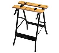 DURHAND Établi pliant établi de serrage avec 4 serre-joints table de travail chevalet de sciage, charge 100 kg, structure en acier, plan de travail pour chantier atelier garage, 62,5x60,5x78,5cm, noir