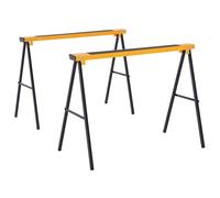 Homcom Tréteaux pliables Lot de 2 en métal noir et jaune 100 x 50 x 76 cm