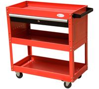 DURHAND Servante d’Atelier Chariot à Outils sur Roulettes Multi-Rangements Tiroir Verrouillable Acier 78 x 35 x 76 cm Rouge Noir