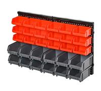 DURHAND Système de rangement mural 37,5 x 63 cm, boîtes de rangement, 30 boîtes en 2 tailles, supports à outils, étagère murale d'atelier pour vis, atelier