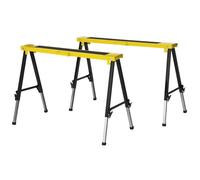 Lot de 2 tréteaux pliables telescopiques poignée transport dim. 100L x 49l x 62-89,5H cm surface antidérapante métal noir jaune