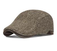 DURINM Beret Homme d'hiver avec Pliable Cache-Oreilles Coupe-Vent Casquette Plate Homme Classique Ajustable Souples Chapeau Herringbone avec Gatsby Vintage pour Automne et Hiver
