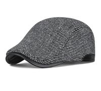 DURINM Beret Homme d'hiver avec Pliable Cache-Oreilles Coupe-Vent Casquette Plate Homme Classique Ajustable Souples Chapeau Herringbone avec Gatsby Vintage pour Automne et Hiver