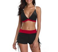 Durio Bikini Femme Bikini Ensemble Maillot de Bain 2 Pièces Bikini avec Minishort Bretelles Haut Bas de Bikini, Mélange 2, 42