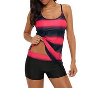 Durio - Maillot de bain tankini rayé 2 pièces pour femme - Avec minishort, 40