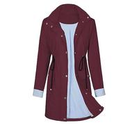 Durio Veste de pluie coupe-vent imperméable et respirante pour femme - Veste de randonnée légère - Convient pour les voyages, l'escalade, la randonnée et le cyclisme, rouge bordeaux, S