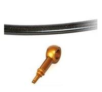 Durite aviation de frein arrière pour Honda XL 125 V Varadero 2007, 2008, 2009, 2010, 2011, 2012, 2013, 2014, 2015, 2016 - Gaine style carbone - Raccord couleur Or