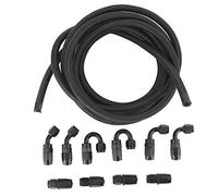 Durite Carburant 5m, Tressage Nylon Noir, Raccords AN6-6AN Acier Inox 45° / 90° / 180° - Haute Résistance, Flexible Jusqu’à 150 °C, Pour Essence et Refroidissement