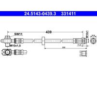 Durite De Frein ATE 24.5143-0439.3 Pour AUDI, SEAT, SKODA, VW