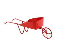 Durlo Brouette miniature en métal rouge pour maison de poupée, chariot rétro en fer, cour, roue unique, paysage, accessoire de tir, ornement