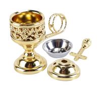 Durlo Brûle-encens en forme de croix en métal - Porte-cône pour église orthodoxe grecque, décoration d'aromathérapie