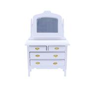 Durlo Coiffeuse miniature pour maison de poupée avec miroir et plateau à parfum, échelle 1/12, pour décoration de chambre de poupée