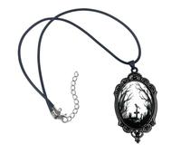Durlo Colliers gothiques avec pendentif en verre gaufré pour femmes et hommes, collier ras du cou vintage noir foncé avec croix et corbeau, chaîne en corde