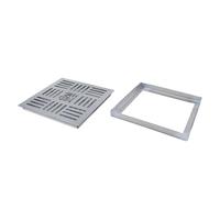 Durlo Grille de drainage en acier inoxydable, couvercle de caniveau de drainage extérieur, siphon de carré 200 x 200 x 20 x 2 mm avec cadre pour trottoir, cour, patio, commerce