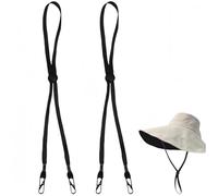 Durlo Lot de 2 cordes coupe-vent pour chapeau, sangles flexibles et réglables, cordon coupe-vent amovible, sangles non perdues avec clips (noir)