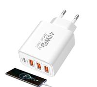Duroecsain Adaptateur Mural USB - Chargeur Mural 3usb + 1pd avec Ports USB | Bloc de Chargeur de téléphone Ignifuge 40W, Prise Murale USB pour et