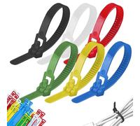 Duroecsain Attaches de câble en nylon, boucle autobloquante, attaches de câble en nylon de résistance réglable, lot de 100 sangles réglables pour serre-câbles, attaches autobloquantes,