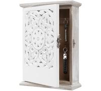 Duroecsain Boîte de Stockage de Clés à Verrou - 6 Crochets et Gravure Vintage Organisateur,Coffret Rustique Porte-Clés Mural Organisateur - pour Bijoux Petits Objets Cadeaux Entrée Porte d'Entrée