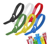 Duroecsain Boucle autobloquante, boucle autobloquante - Attaches en nylon réutilisables | 100 serre-câbles réutilisables, colliers de serrage pour câbles autobloquants, colliers de serrage amovibles