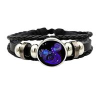 Duroecsain Bracelet fantôme avec signe du zodiaque, bracelet de manifestation, bracelets de manifestation sérène, plusieurs couches réglables des douze constellations du zodiaque, bracelets en cuir
