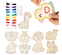 Duroecsain Cartes de couture pour enfants, jouets à lacets, laçage d'animaux à visser en ardoise - Jouets de motricité fine, jeux de société, jouets de voyage sur la route, jouets
