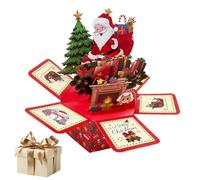 Duroecsain Cartes de Vœux Noël 3D Popup - Cartes de Vœux Festives du Père Noël - Ornement Hexagonal avec Enveloppes et Notes Autocollantes pour et Adultes