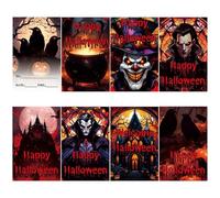 Duroecsain Cartes de vœux pour Halloween, invitations à une fête d'Halloween, motif vampire effrayant avec bord d'Halloween | Carte d'invitation pour newsletter