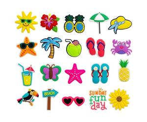 Duroecsain Charm d'été pour sac de plage - 20 décorations en caoutchouc pour sac d'été, modernes en PVC, idées cadeaux pour femmes et filles pour voyage, gym et libre