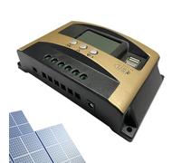 Duroecsain Contrôleur de charge solaire, régulateur de panneaux solaires - Régulateur inverseur imperméable 12 V/24 V avec écran LCD, détection DC et charge lente pour caravanes et bateaux