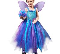 Duroecsain Costume De Princesse Fée Pour Filles | Avec Ailes Robe de Mode de Concours | Costume De Fée Halloween Pour Filles,pour Maquillage Scène Performance Cosplay Fête Festival Noël Vacances