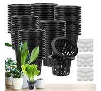 Duroecsain Coupelles hydroponiques - Cinquante paniers en maille avec éponges pour plantes de jardin - Accessoires pour hydroculture et aquaponique avec éponges pour fraises bonsai poivrons laitue
