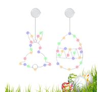 Duroecsain Décorations de fenêtres de Pâques éclairées, décorations de fenêtres de Pâques LED | Décorations de porte éclairées du festival | Lumières de Pâques avec batterie Lampe LED en forme d'œuf