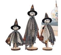 Duroecsain Décorations Fantôme | 3 pièces Ornements Fantômes Adorables - Sculpture en Bois Rustique pour Homme Femme Maison Table - Décoration pour Maison Fête