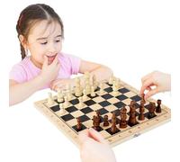 Duroecsain Échecs, Dame et table en bois 3 en 1 | Jeu de société portable pour stratégie, entraînement et divertissement familial pour débutants