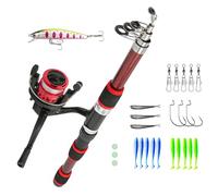 Duroecsain Ensemble de moulinets et de cannes pour , 1,8 m Combo de canne télescopique | Tackle Starter Set, Juvenic Fish Set, kit de do pour débutants, petit kit