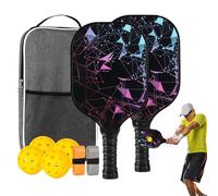 Duroecsain Équipement de Pickleball - Set De Pickleball en Fibre De Verre pour 4,Accessoire Sportif en Fibre de Verre Ergonomique Léger pour Maison Exercice Intérieur Extérieur Niveaux