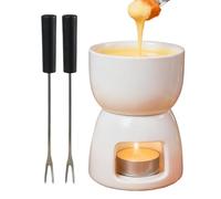 Duroecsain Fondue Chocolat Bougie, Tasses à Fondue Au Chocolat, Céramique, Tasse à Fondues Candy 150 ML avec 2 Fourchette pour Dîner Chauffe-Beurre à La Maison, Fondoir pour Chocolats et Fromage