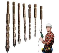 Duroecsain Forets à béton de maçonnerie | Lot de 7 forets pour maçonnerie et brique avec pointe de précision pour marteau, aluminium, granit, placoplâtre, céramique et porcelaine