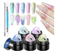 Duroecsain Gel de forme 3D pour ongles, gel de forme pour ongles, 5 couleurs, kit de manucure non collant avec stylo à sculpter pour façonner, bâtiment, peinture, décoration de pierres précieuses