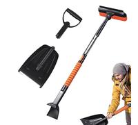 Duroecsain Grattoir à glace, brosse à neige - Kit de grattoir à neige pour voiture, balai à neige pliable portable avec manche ergonomique rétractable, pelle en métal résistant de grande capacité