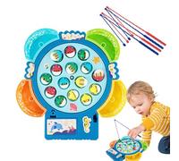 Duroecsain Jeu de Poisson Rotatif avec Musique, Jouet de Jeu de pêche | Jeu de Capture de pêche magnétique de Tourne-Disque,Panneau Rotatif Jouet pour Amis, garçons, Filles,