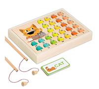 Duroecsain Jeux de pêche pour 3-5, lettres et chiffres magnétiques, jeux de pêche magnétique en bois, activités pour petits , jouets de développement pour Thanksgiving, réunions
