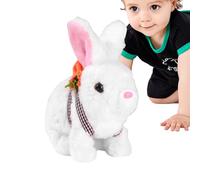 Duroecsain Jouets de lapin réalistes pour enfants, jouet de lapin interactif réaliste | Jouet en peluche de lapin rempli de lapin, sauter, embaucher et trembler des oreilles, animal