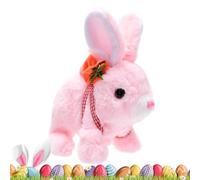 Duroecsain Lapin lapin réaliste, lapin rempli de lapin - Lumière Up Electronic Interactive remplie sac à dos lapin | Marcher et secouer les oreilles, sons et mouvements, jouets éducatifs pour