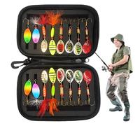 Duroecsain Leurre de pêche avec leurres rotatifs | Leurres de pêche pour bar | 16 pièces de paillettes de pêche, spinner jigging, paillettes rotatives, appâts à paillettes