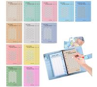 Duroecsain Lot de 100 enveloppes de défi pour économiser de l'argent - Traceur de classeurs économiques au format A6 - 48 pièces de suivi des défis pour classeurs à 6 anneaux