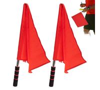 Duroecsain Lot de 2 drapeaux d'arbitre de football, rouges et légers, équipement pour arbitres sur circuits, pour le football, le volley-ball, divers sports, le terrain de jeu,