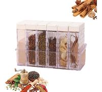 Duroecsain Lot de 6 pots d'assaisonnement transparents avec couvercles - Lot de 6 pots d'assaisonnement transparents | Grands récipients de rangement carrés