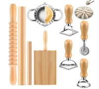 Duroecsain Lot de planches à gnocchi, lot de rouleaux à pâtes - Tampon en bois pour raviolis, plateau de gnocchi, fabricant de pâte de gnocchi, outils de cuisson, ustensiles de cuisine,